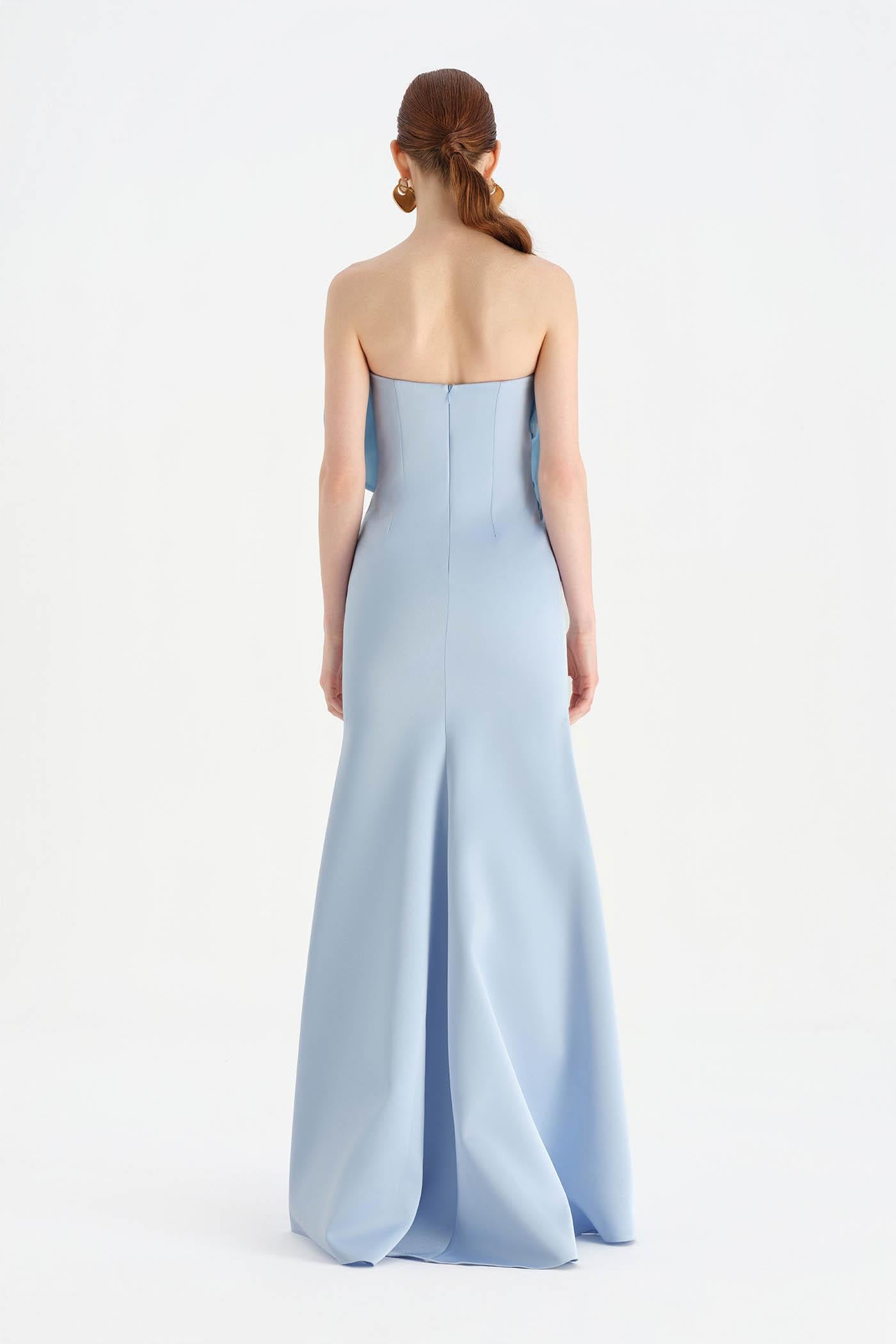 Fishtail Strapless Neckline Evening Dress with Bust Detail - 26102C