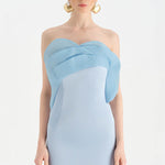Fishtail Strapless Neckline Evening Dress with Bust Detail - 26102C