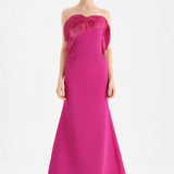 Fishtail Strapless Neckline Evening Dress with Bust Detail - 26102C