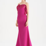 Fishtail Strapless Neckline Evening Dress with Bust Detail - 26102C