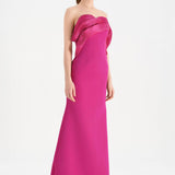 Fishtail Strapless Neckline Evening Dress with Bust Detail - 26102C