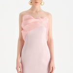 Fishtail Strapless Neckline Evening Dress with Bust Detail - 26102C