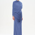 Bel Detaylı Çapraz Kol Drape Tasarımlı Abiye Elbise - 26192C