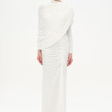 Bel Detaylı Çapraz Kol Drape Tasarımlı Abiye Elbise - 26192C