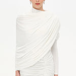 Bel Detaylı Çapraz Kol Drape Tasarımlı Abiye Elbise - 26192C