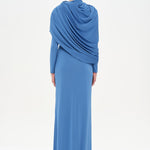 Bel Detaylı Çapraz Kol Drape Tasarımlı Abiye Elbise - 26192C