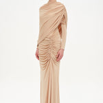 Bel Detaylı Çapraz Kol Drape Tasarımlı Abiye Elbise - 26192C
