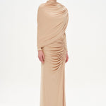 Bel Detaylı Çapraz Kol Drape Tasarımlı Abiye Elbise - 26192C