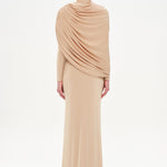 Bel Detaylı Çapraz Kol Drape Tasarımlı Abiye Elbise - 26192C