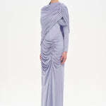 Bel Detaylı Çapraz Kol Drape Tasarımlı Abiye Elbise - 26192C