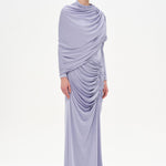 Bel Detaylı Çapraz Kol Drape Tasarımlı Abiye Elbise - 26192C