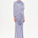 Bel Detaylı Çapraz Kol Drape Tasarımlı Abiye Elbise - 26192C