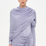 Bel Detaylı Çapraz Kol Drape Tasarımlı Abiye Elbise - 26192C