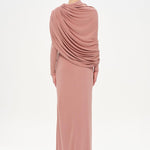Bel Detaylı Çapraz Kol Drape Tasarımlı Abiye Elbise - 26192C
