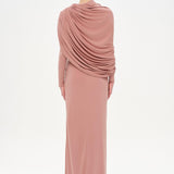 Bel Detaylı Çapraz Kol Drape Tasarımlı Abiye Elbise - 26192C