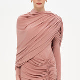 Bel Detaylı Çapraz Kol Drape Tasarımlı Abiye Elbise - 26192C