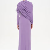Bel Detaylı Çapraz Kol Drape Tasarımlı Abiye Elbise - 26192C