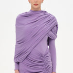 Bel Detaylı Çapraz Kol Drape Tasarımlı Abiye Elbise - 26192C