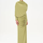 Bel Detaylı Çapraz Kol Drape Tasarımlı Abiye Elbise - 26192C