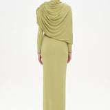 Bel Detaylı Çapraz Kol Drape Tasarımlı Abiye Elbise - 26192C