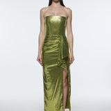 Bel Drape Detaylı Straplez Midi Abiye Elbise - 9295C