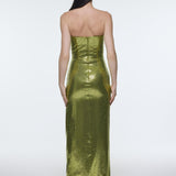 Bel Drape Detaylı Straplez Midi Abiye Elbise - 9295C