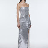 Bel Drape Detaylı Straplez Midi Abiye Elbise - 9295C