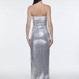 Bel Drape Detaylı Straplez Midi Abiye Elbise - 9295C