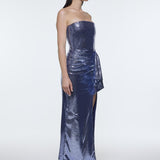 Bel Drape Detaylı Straplez Midi Abiye Elbise - 9295C
