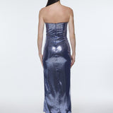 Bel Drape Detaylı Straplez Midi Abiye Elbise - 9295C