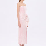 Bel Drape Detaylı Straplez Midi Abiye Elbise - 9295C