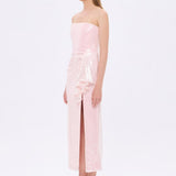 Bel Drape Detaylı Straplez Midi Abiye Elbise - 9295C
