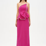 Elegant Formal Dress with Stone Details and Back Bow Detail - 26115C