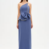 Elegant Formal Dress with Stone Details and Back Bow Detail - 26115C