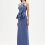 Elegant Formal Dress with Stone Details and Back Bow Detail - 26115C
