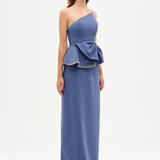 Elegant Formal Dress with Stone Details and Back Bow Detail - 26115C
