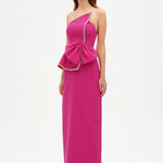 Elegant Formal Dress with Stone Details and Back Bow Detail - 26115C