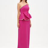 Elegant Formal Dress with Stone Details and Back Bow Detail - 26115C
