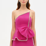 Elegant Formal Dress with Stone Details and Back Bow Detail - 26115C