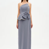 Elegant Formal Dress with Stone Details and Back Bow Detail - 26115C