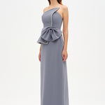 Elegant Formal Dress with Stone Details and Back Bow Detail - 26115C