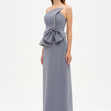 Elegant Formal Dress with Stone Details and Back Bow Detail - 26115C