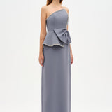 Elegant Formal Dress with Stone Details and Back Bow Detail - 26115C