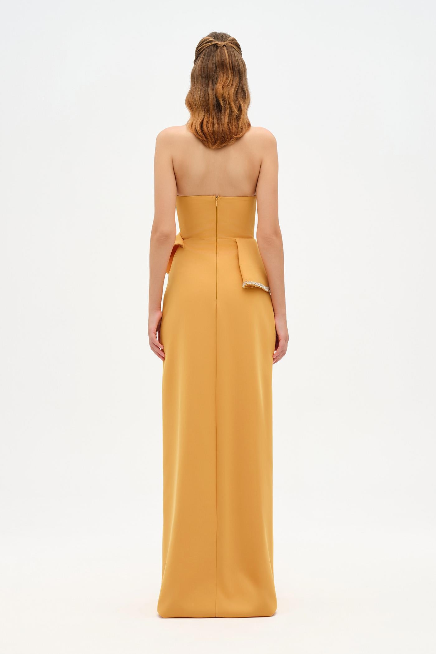 Elegant Formal Dress with Stone Details and Back Bow Detail - 26115C