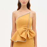 Elegant Formal Dress with Stone Details and Back Bow Detail - 26115C