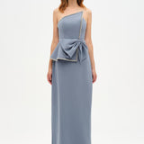 Elegant Formal Dress with Stone Details and Back Bow Detail - 26115C