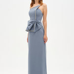 Elegant Formal Dress with Stone Details and Back Bow Detail - 26115C