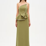 Elegant Formal Dress with Stone Details and Back Bow Detail - 26115C