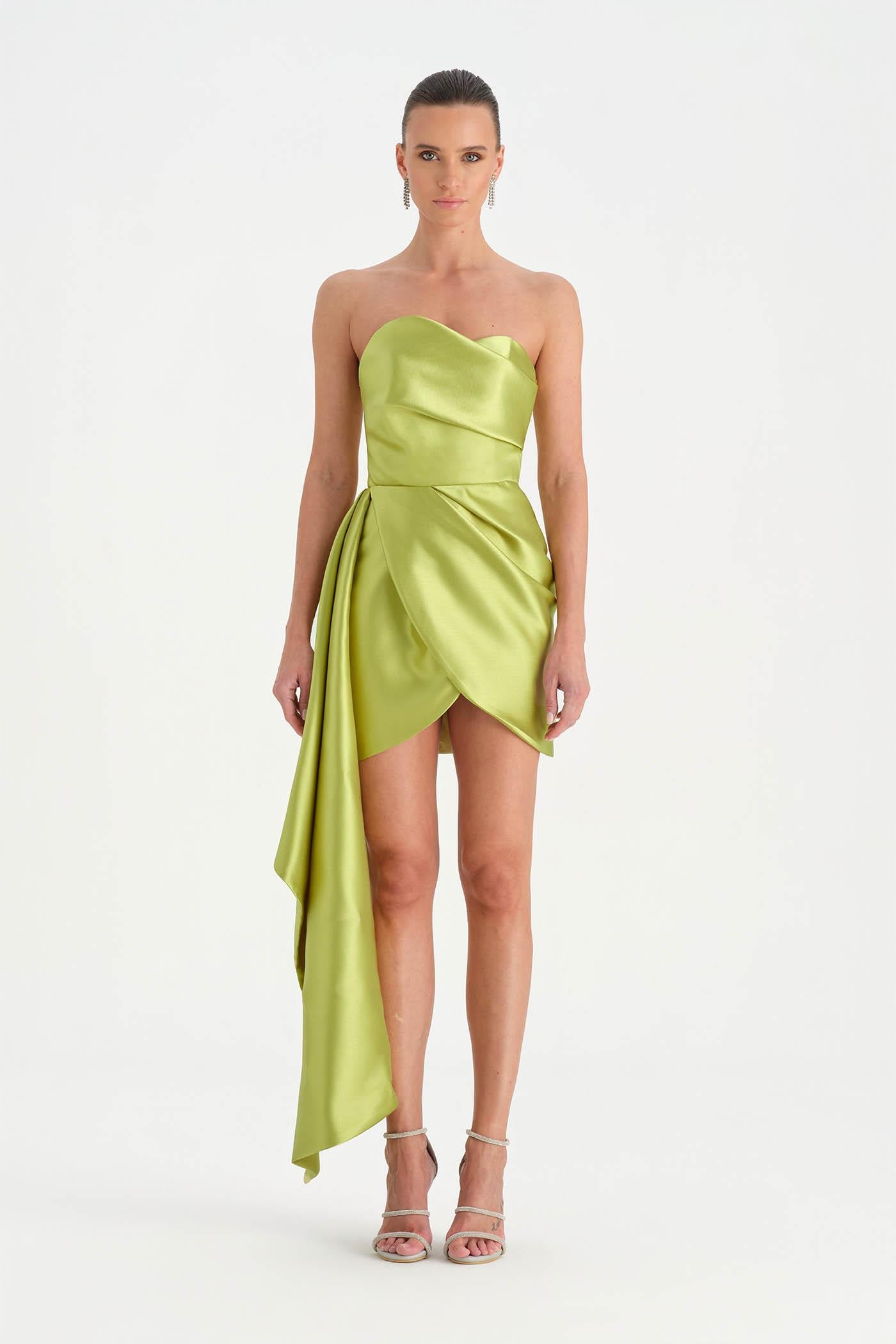 Belden Kuyruklu Mini Kısa Abiye Elbise - 26137C