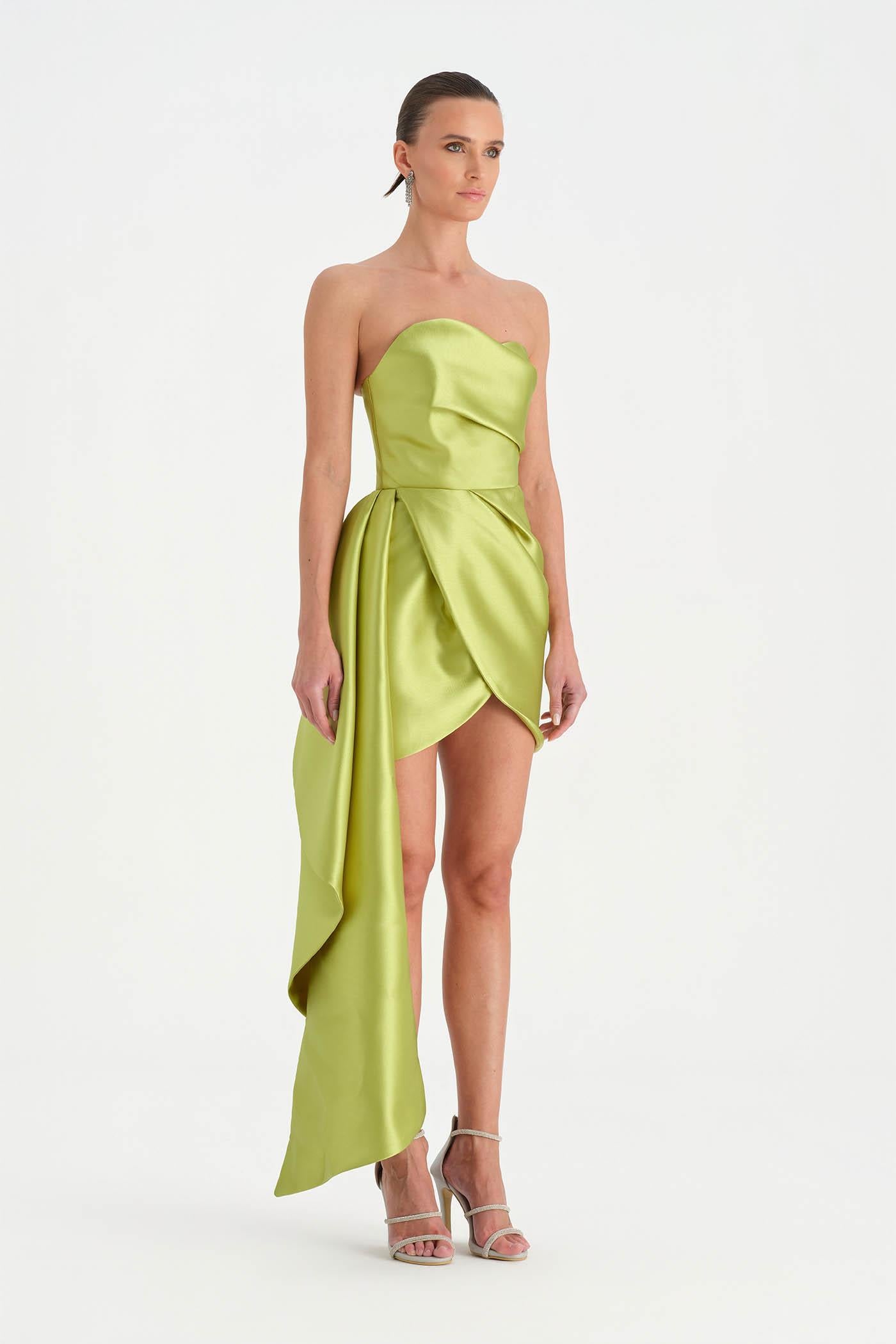 Belden Kuyruklu Mini Kısa Abiye Elbise - 26137C